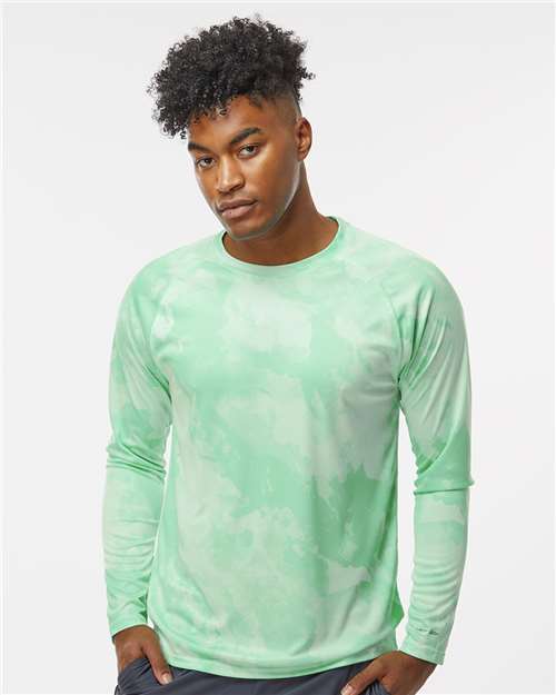 Mint Green Cabo Camo Performance Long Sleeve T-Shirt - 228