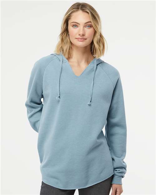Misty Blue Women’s Lightweight California Wave Wash Hooded Sweatshirt - PRM2500