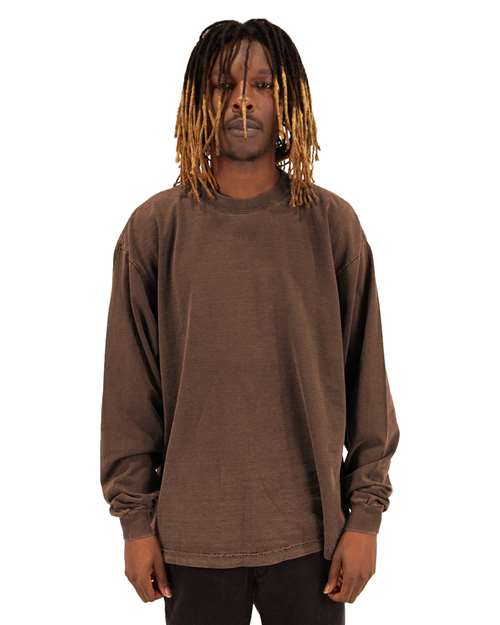 Mocha Garment-Dyed Long Sleeve T-Shirt - SHGDLS