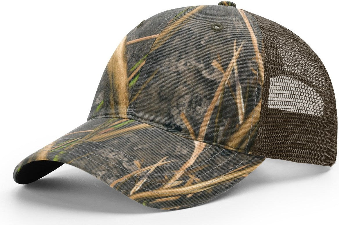 Mossy Oak Habitat/Brown Garment Washed Printed Trucker