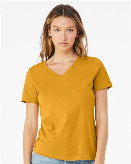 Mustard Women’s Relaxed Jersey V-Neck Tee - 6405