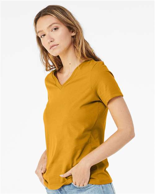 Mustard Women’s Relaxed Jersey V-Neck Tee - 6405