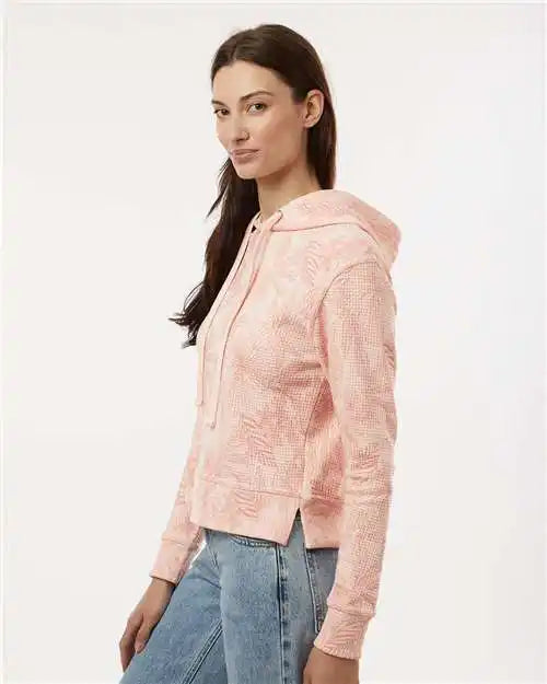 Mv Sport W24105 Women’s Maddie Floral Print Hooded Sweatshirt - Cameo Pink