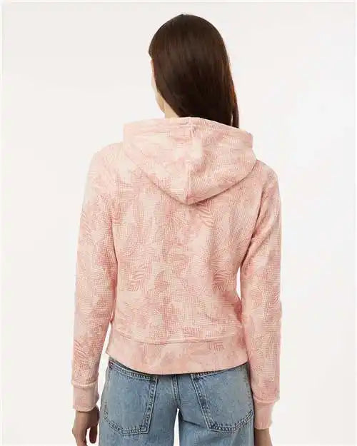Mv Sport W24105 Women’s Maddie Floral Print Hooded Sweatshirt - Cameo Pink