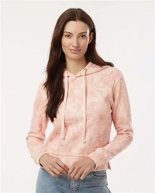 Mv Sport W24105 Women’s Maddie Floral Print Hooded Sweatshirt - Cameo Pink