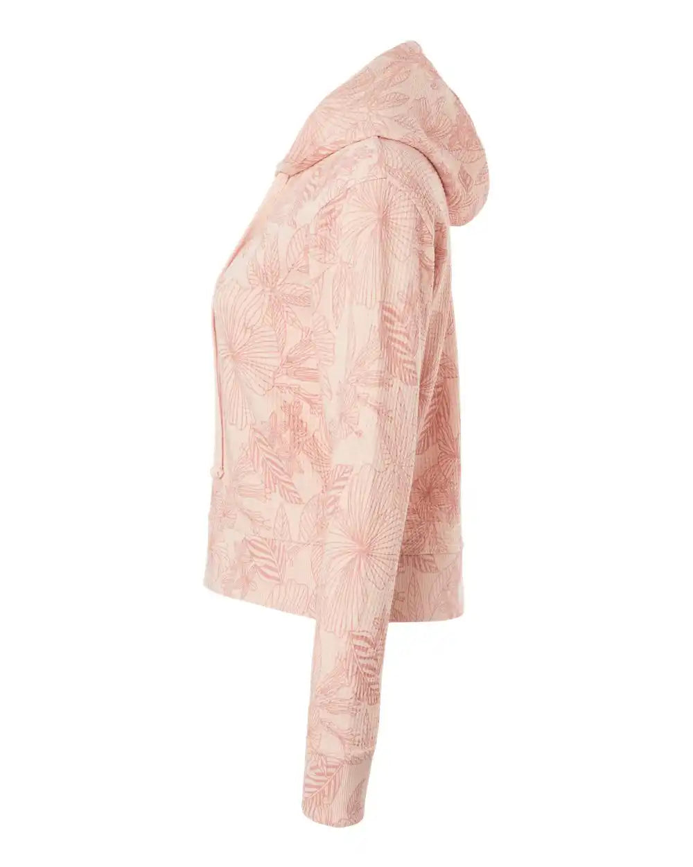 Mv Sport W24105 Women’s Maddie Floral Print Hooded Sweatshirt - Cameo Pink