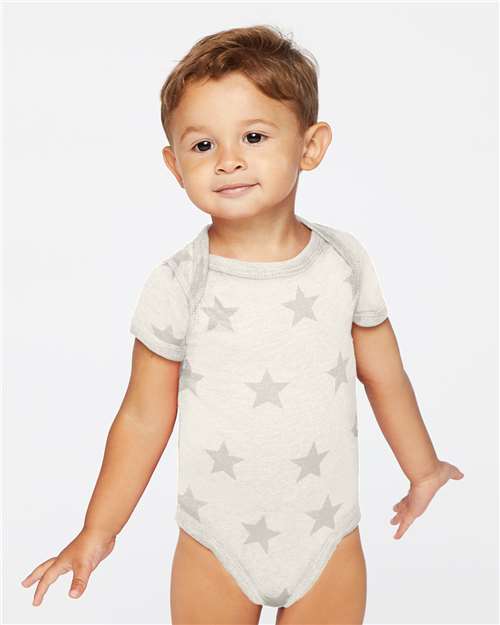 Natural Heather Star Infant Star Print Bodysuit - 4329
