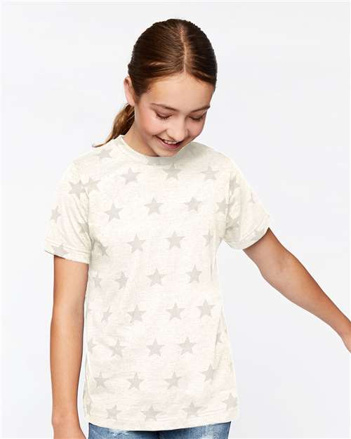 Natural Heather Star Youth Star Print Tee - 2229