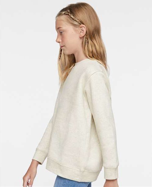 Natural Heather Youth Elevated Fleece Crewneck Sweatshirt - 2225