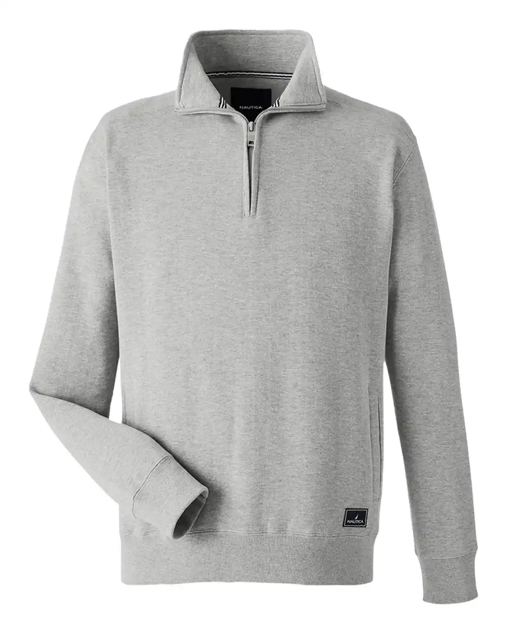 Nautica N17176 Anchor Fleece Quarter-zip Sweatshirt - Oxford Heather - s