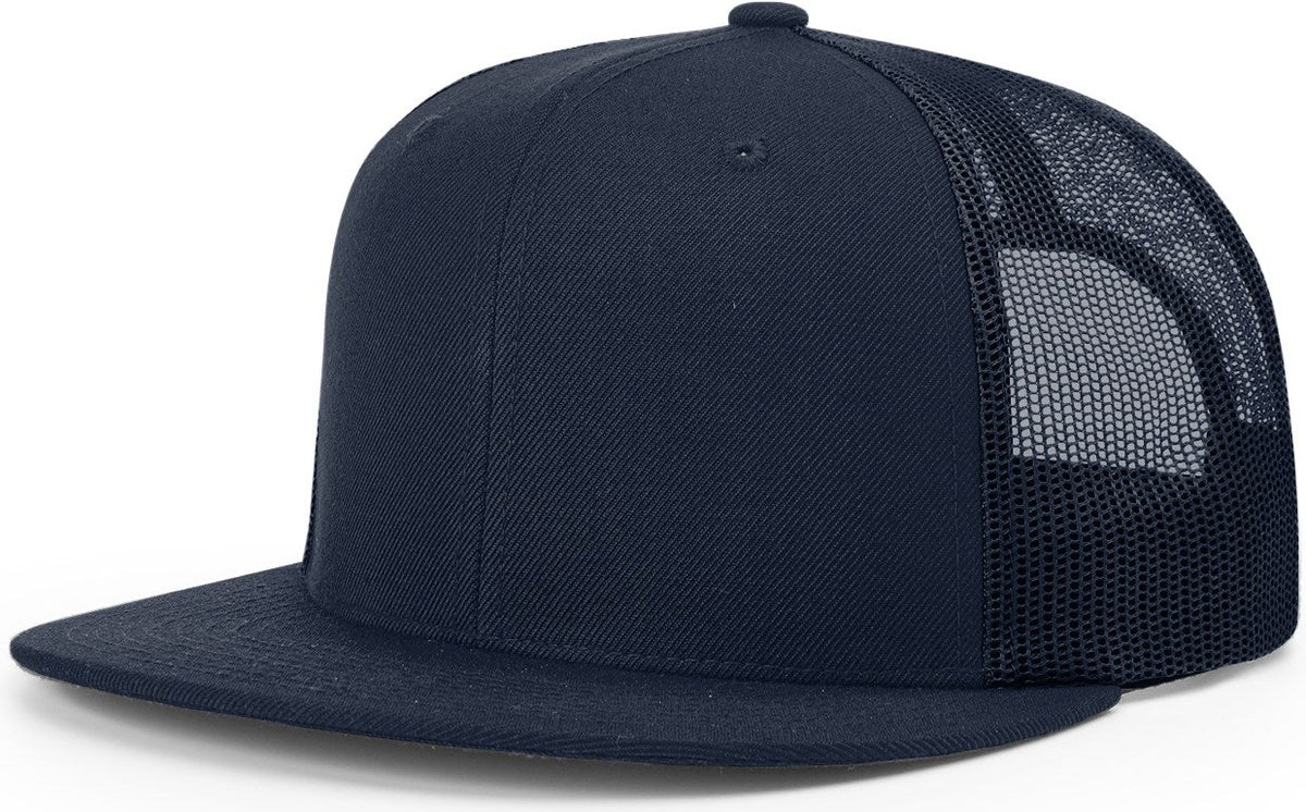 Navy Acrylic-Wool Blend Flatbill Trucker