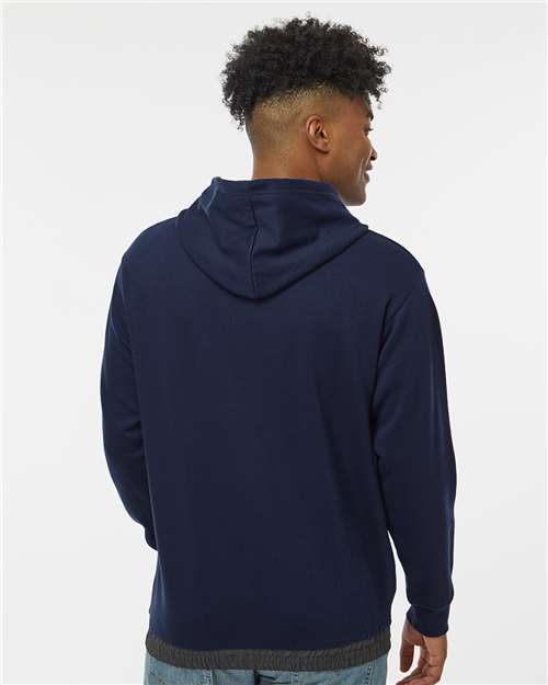 Navy/ Charcoal Mixed Media Hooded Sweatshirt - 23112