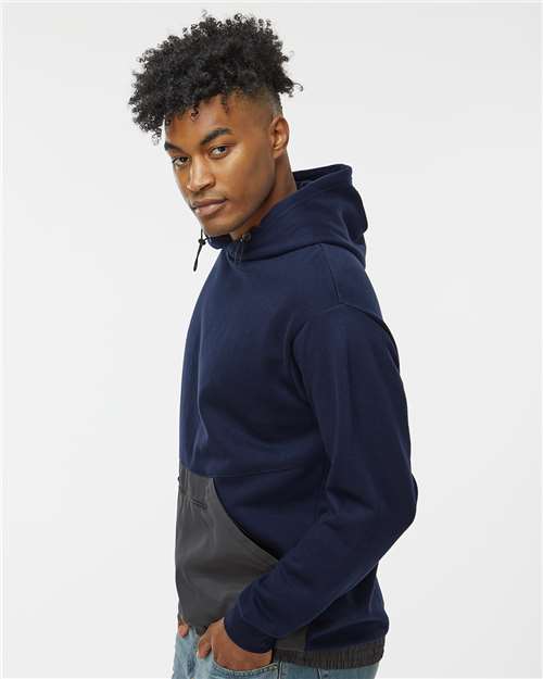 Navy/ Charcoal Mixed Media Hooded Sweatshirt - 23112