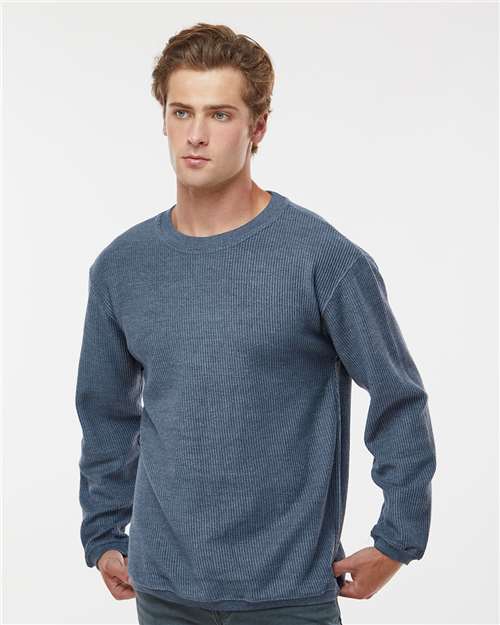 Navy Corded Crewneck Pullover - 19179