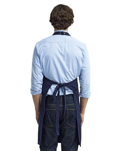 Navy Cotton Chino Bib Apron with Pocket - RP132