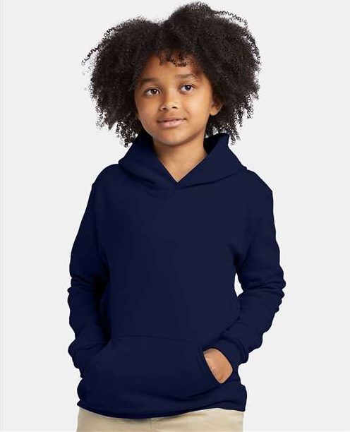 Navy Ecosmart® Youth Hooded Sweatshirt - P473