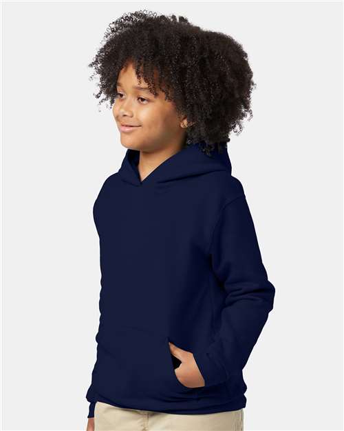 Navy Ecosmart® Youth Hooded Sweatshirt - P473