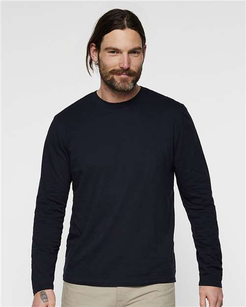 Navy Fine Jersey Long Sleeve Tee - 6918