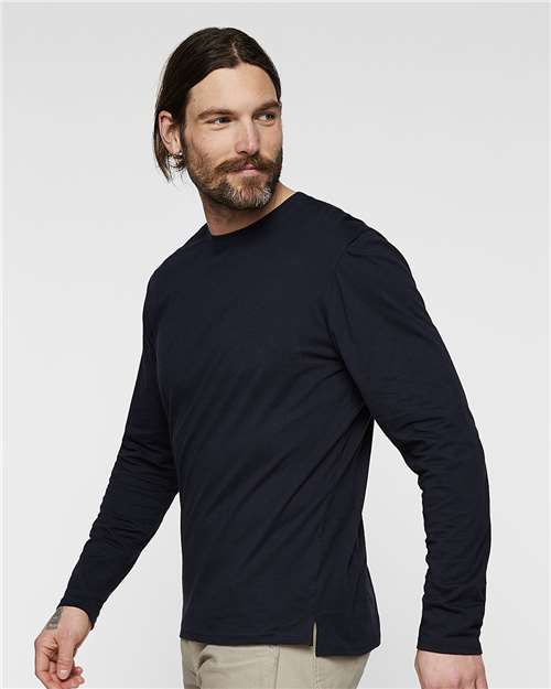 Navy Fine Jersey Long Sleeve Tee - 6918