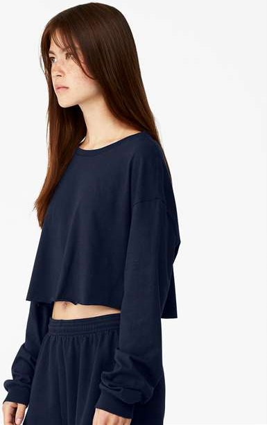 Navy FWD Fashion Women's Crop Long Sleeve Tee - 6501