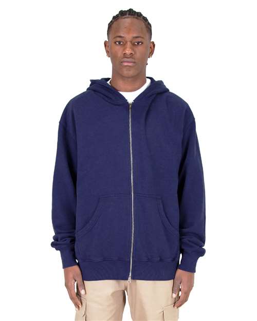 Navy Garment-Dyed Double-Zip Hooded Sweatshirt - SHGDZ
