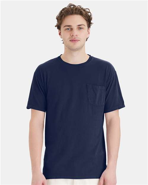 Navy Garment-Dyed Pocket T-Shirt - GDH150