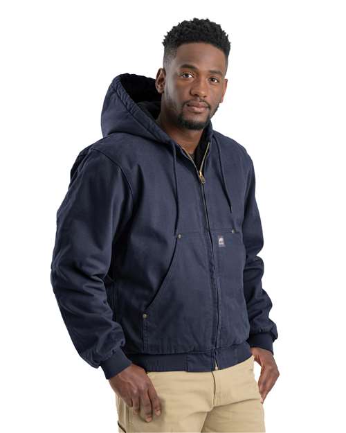 Navy Heartland Washed Cotton Duck Hooded Jacket - HJ375