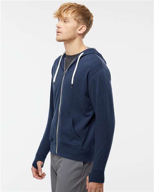 Navy Heather Heathered French Terry Full-Zip Hooded Sweatshirt - PRM90HTZ