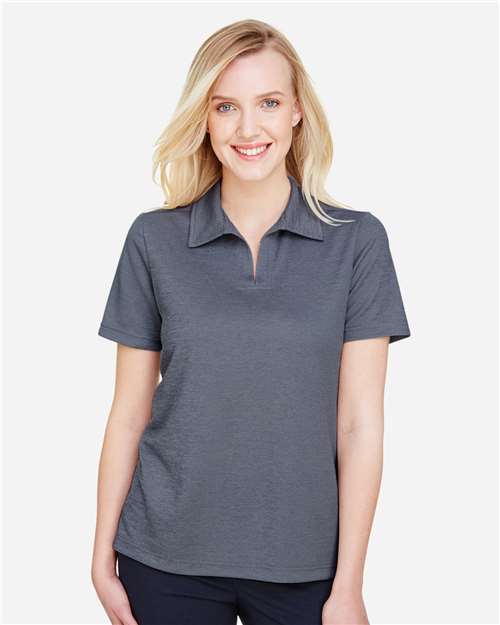 Navy Heather Women's CrownLux Performance® Address Melange Polo - DG22W