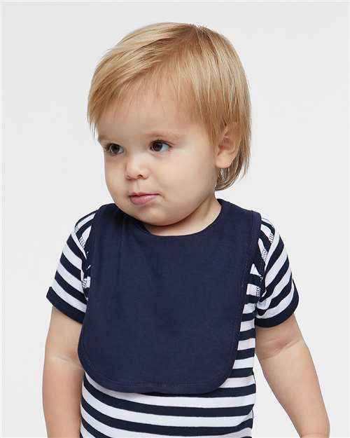 Front View of Navy Infant Premium Jersey Bib - 1005