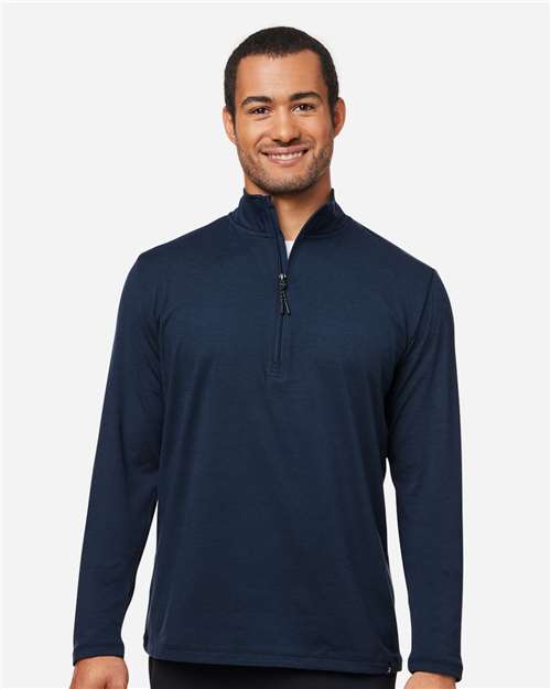 Navy Marble Marbled Jersey Fairway Quarter-Zip Pullover - MDP1772