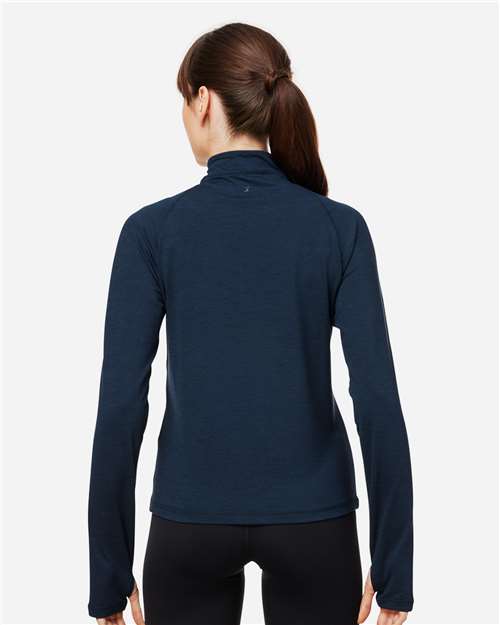 Navy Marble Women's Marbled Jersey Fairway Quarter-Zip Pullover - PDP8023