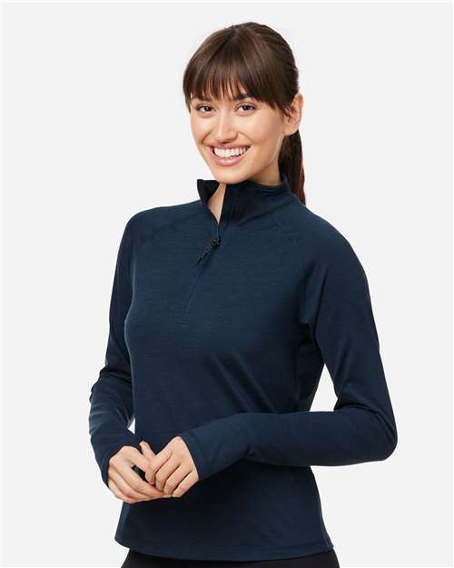 Navy Marble Women's Marbled Jersey Fairway Quarter-Zip Pullover - PDP8023