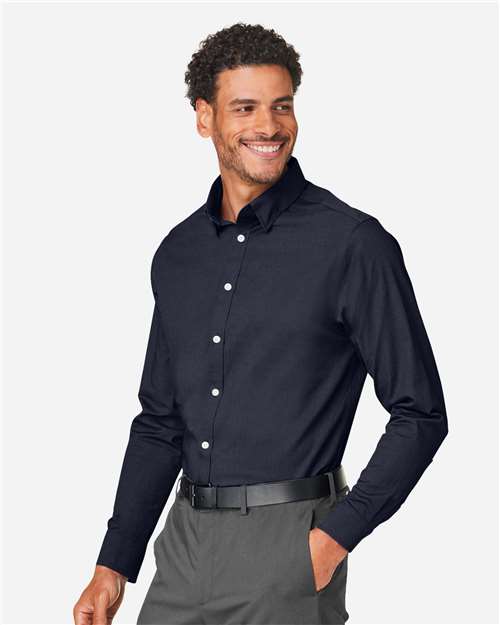 Navy Melange Men's CrownLux Performance® Spencer Poplin Dress Shirt - DG505