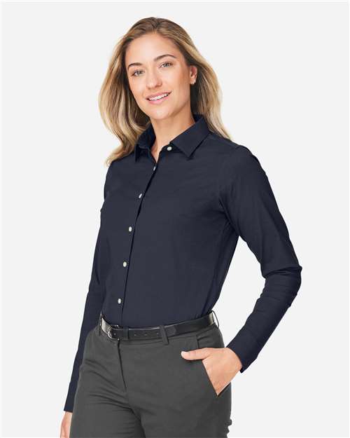 Navy Melange Women's CrownLux Performance® Spencer Poplin Dress Shirt - DG505W