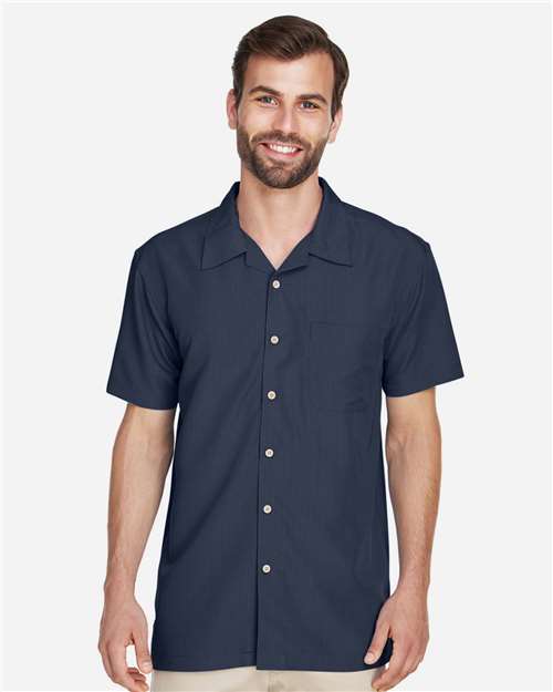 Navy Men's Barbados Textured Camp Shirt - M560