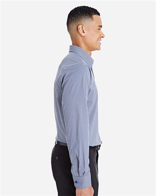 Navy Men's CrownLux Performance® Tonal Mini Check Woven Dress Shirt - DG535