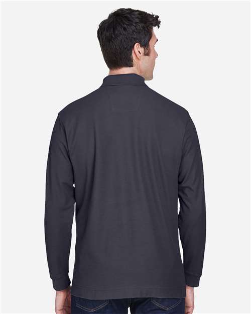 Navy Men's Pima Piqué Long Sleeve Polo - D110