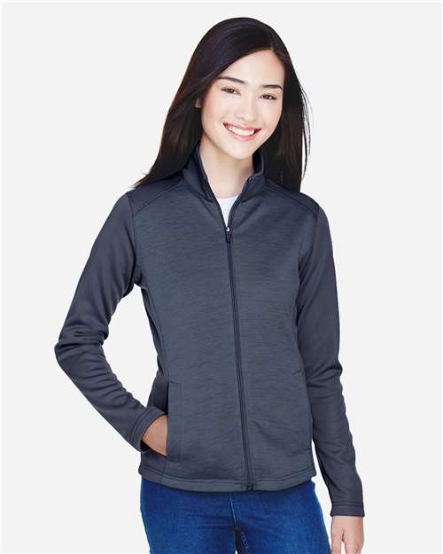 Navy/ Navy Heather Women's Newbury Colorblock Mélange Fleece Full-Zip Jacket - DG796W