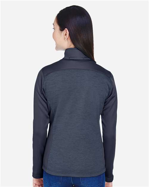Navy/ Navy Heather Women's Newbury Colorblock Mélange Fleece Full-Zip Jacket - DG796W