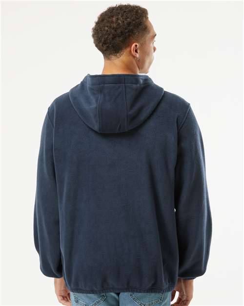 Navy Polar Fleece Quarter-Zip Hooded Pullover - 3600