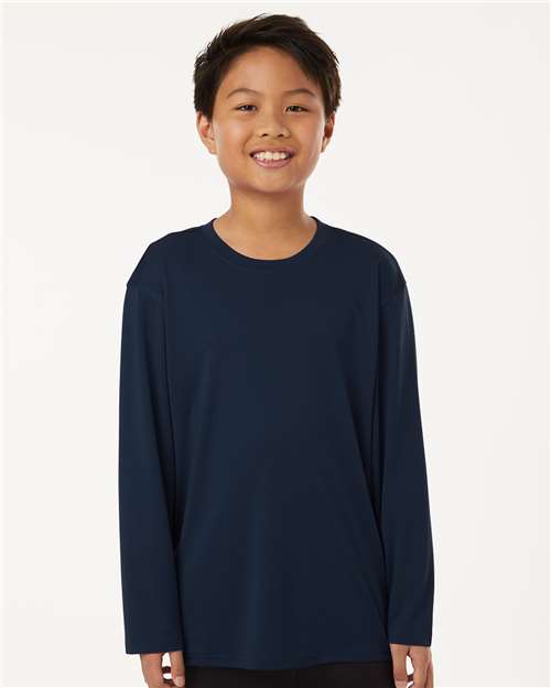 Navy Pro-Lock Youth Performance Long Sleeve T-Shirt - 48400Y