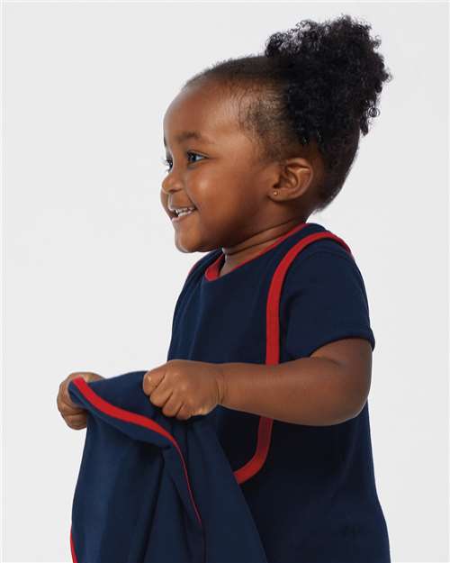 Navy/ Red Infant Contrast Trim Premium Jersey Bib - 1004