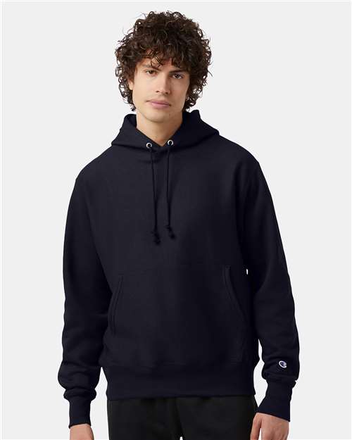 Navy Reverse Weave® Hooded Sweatshirt - S101