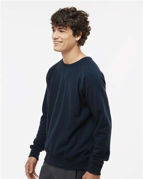 Navy Ripple Fleece Raglan Crewneck Sweatshirt - 8707