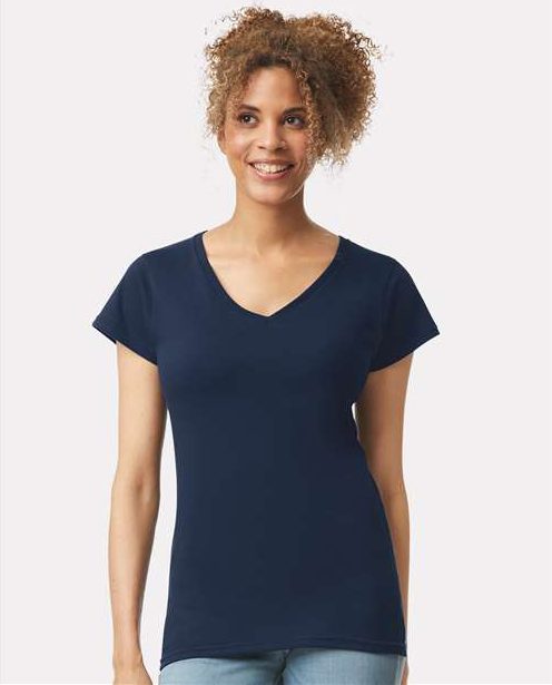 Navy Softstyle® Women’s V-Neck T-Shirt - 64V00L