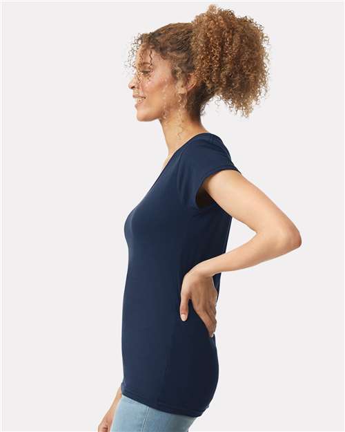 Navy Softstyle® Women’s V-Neck T-Shirt - 64V00L