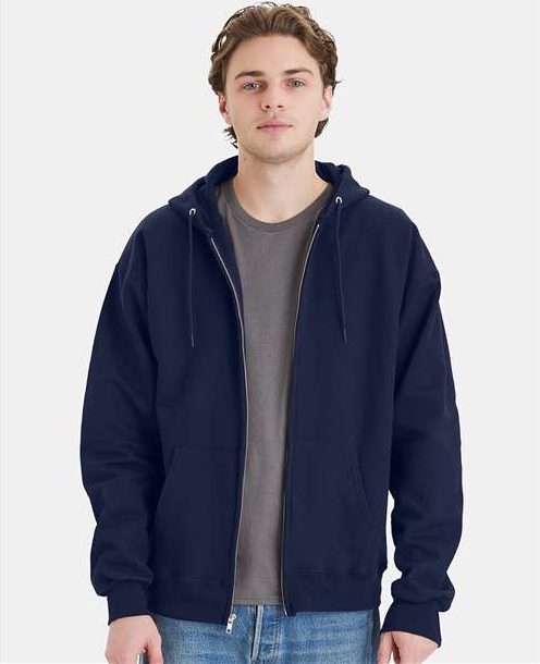 Navy Ultimate Cotton® Full-Zip Hooded Sweatshirt - F280