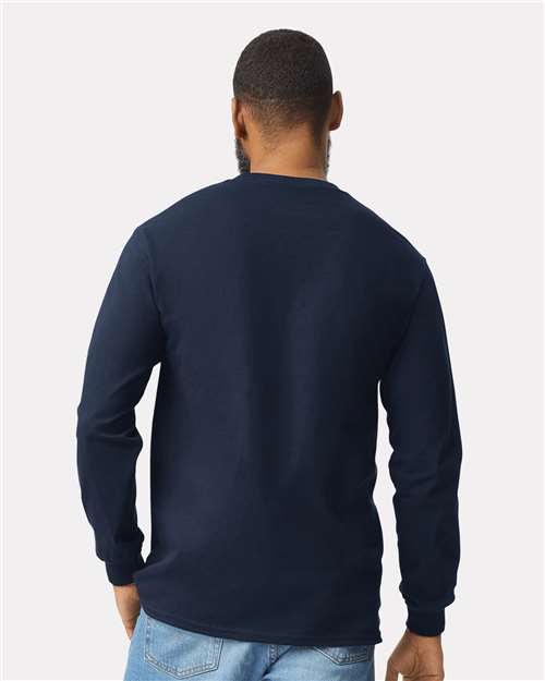 Navy Ultra Cotton® Long Sleeve Pocket T-Shirt - 2410