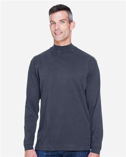 Navy Unisex Sueded Jersey Mock Neck T-Shirt - D420